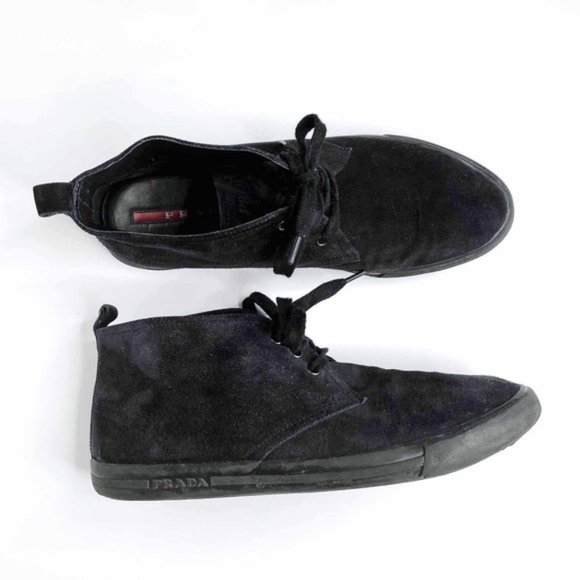 ⚡️SOLD⚡️ prada all black suede high top sneaker boots - size 10 - Picture 9 of 9